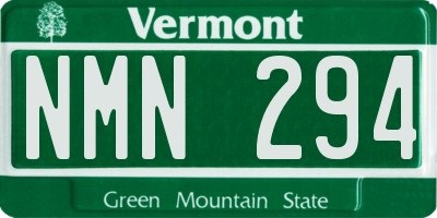 VT license plate NMN294