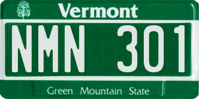 VT license plate NMN301
