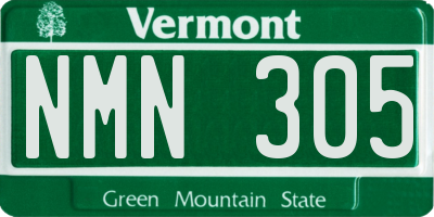 VT license plate NMN305