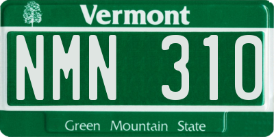 VT license plate NMN310