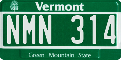 VT license plate NMN314