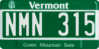VT license plate NMN315