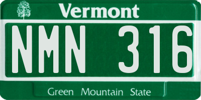 VT license plate NMN316
