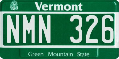 VT license plate NMN326