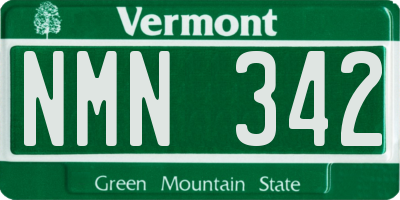 VT license plate NMN342