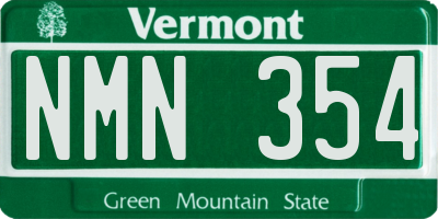 VT license plate NMN354