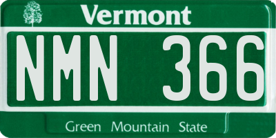 VT license plate NMN366