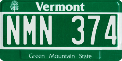 VT license plate NMN374