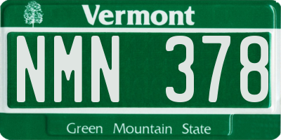 VT license plate NMN378