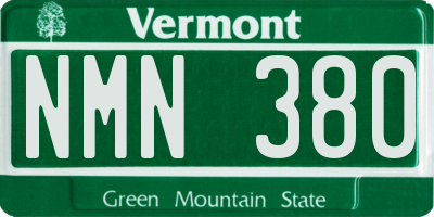 VT license plate NMN380