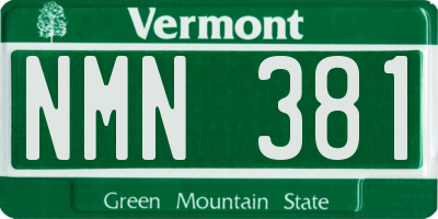 VT license plate NMN381
