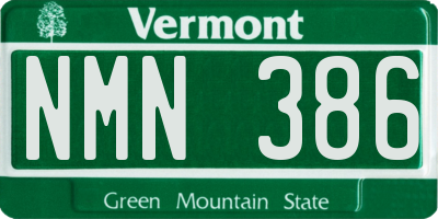 VT license plate NMN386