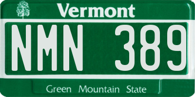 VT license plate NMN389