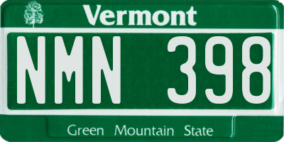 VT license plate NMN398