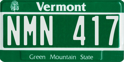 VT license plate NMN417