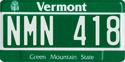 VT license plate NMN418