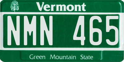 VT license plate NMN465