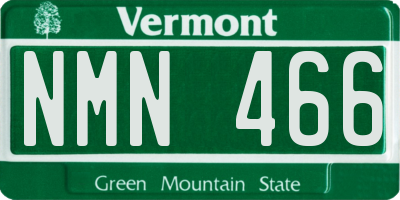 VT license plate NMN466