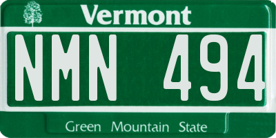 VT license plate NMN494