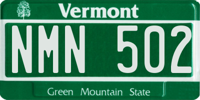 VT license plate NMN502