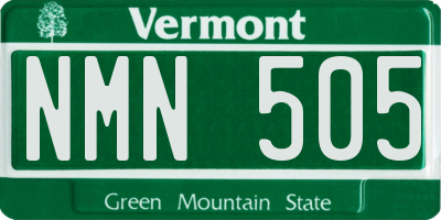 VT license plate NMN505