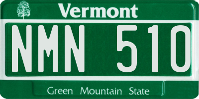 VT license plate NMN510