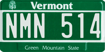 VT license plate NMN514