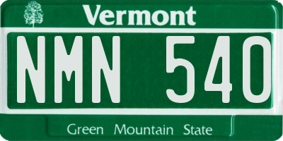 VT license plate NMN540