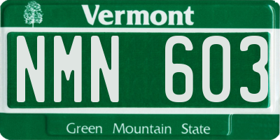 VT license plate NMN603