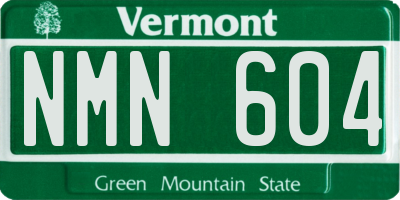 VT license plate NMN604