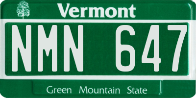 VT license plate NMN647