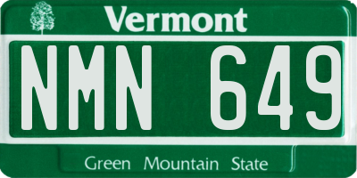 VT license plate NMN649