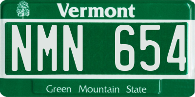 VT license plate NMN654