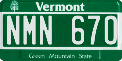 VT license plate NMN670