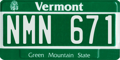 VT license plate NMN671