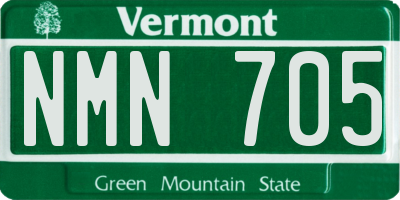 VT license plate NMN705