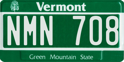 VT license plate NMN708