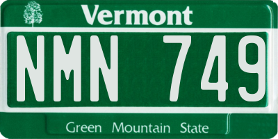 VT license plate NMN749