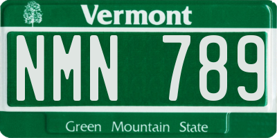 VT license plate NMN789