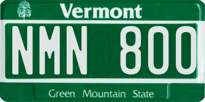 VT license plate NMN800