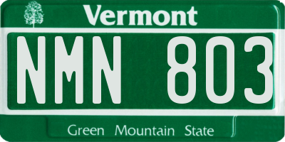 VT license plate NMN803