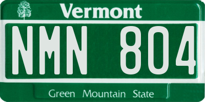 VT license plate NMN804