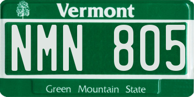 VT license plate NMN805