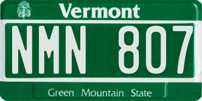 VT license plate NMN807