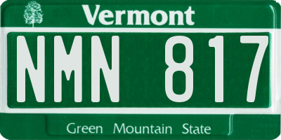 VT license plate NMN817