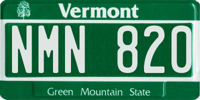 VT license plate NMN820