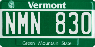 VT license plate NMN830