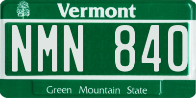 VT license plate NMN840