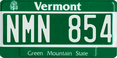 VT license plate NMN854