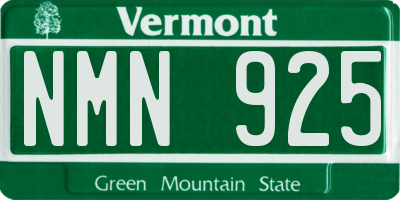 VT license plate NMN925